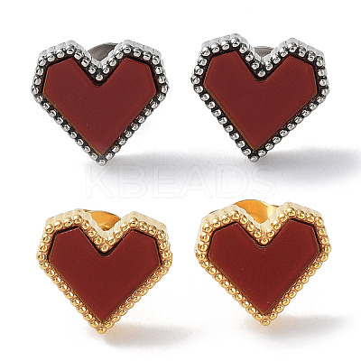 6 Pair 2 Color Heart Acrylic Stud Earrings EJEW-A024-12B-1