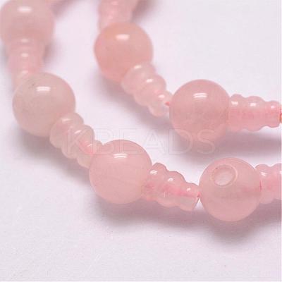Natural Rose Quartz 3-Hole Guru Bead Strands G-K149-19-1