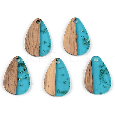Transparent Resin & Walnut Wood Pendants X-RESI-S389-027A-B03-1