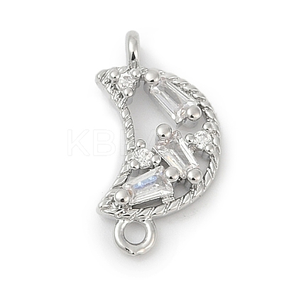 Brass Clear Cubic Zirconia Connector Charms KK-Z094-03P-01-1