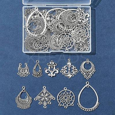 36Pcs 9 Styles Tibetan Style Alloy Chandelier Components Links TIBE-FS0003-24-1