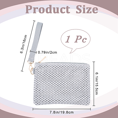 Straw Plaited Cosmetic Zipper Bags AJEW-WH20010-78A-1