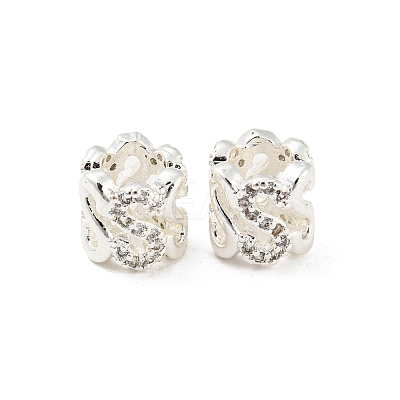 Brass Micro Pave Cubic Zirconia European Beads KK-H452-10S-1