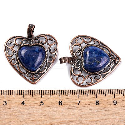 Natural Lapis Lazuli Dyed Peach Love Heart Pendants G-G158-01-16-1