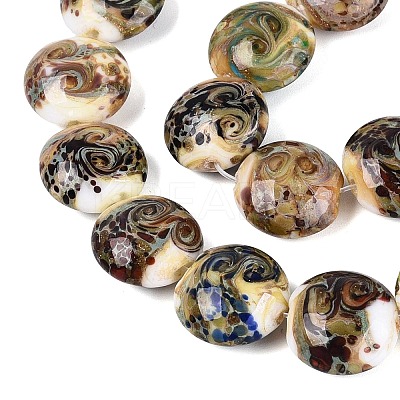 Handmade Gold Sand Lampwork Beads Strands LAMP-Q041-03-1