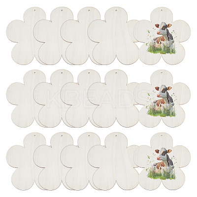 15Pcs Unfinished Wood Pendant Decorations WOOD-DC0001-25C-1