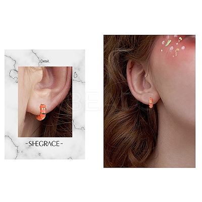 Enamel Striped Thick Hoop Earrings JE1110F-1