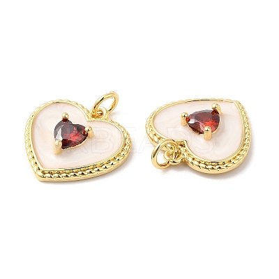Brass Micro Pave Red Cubic Zirconia Pendants ZIRC-L103-052G-1
