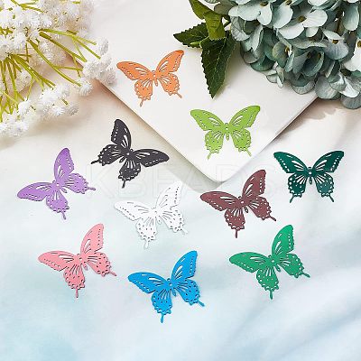 20Pcs 10 Colors Spray Painted 430 Stainless Steel Filigree Joiners Links STAS-UN0030-96-1