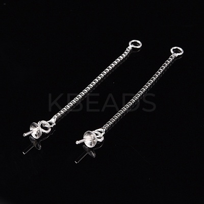 Anti-Tarnish Trendy Rhodium Plated 925 Sterling Silver Ear Threads STER-M088-26C-1