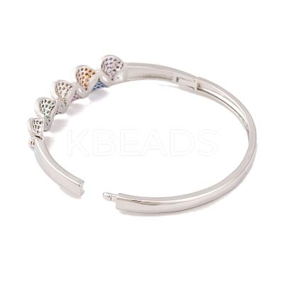 Brass Pave Colorful Cubic Zirconia Hinged Bangles for Women BJEW-S147-32P-C-1