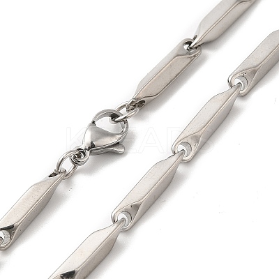 Non-Tarnish 201 Stainless Steel Rectangle Bar Link Chain Necklace NJEW-Q316-01C-P-1