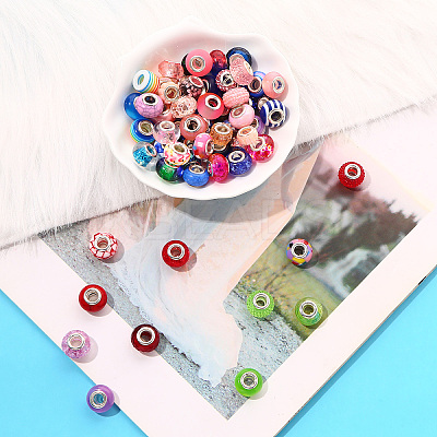 27Pcs 27 Style Acrylic & Resin & Polymer Clay Rhinestone European Beads FPDL-S015-05B-1