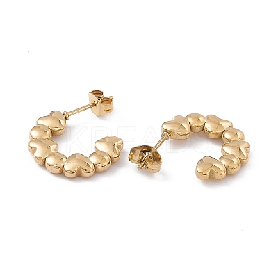 Ion Plating(IP) 304 Stainless Steel Stud Ring with Heart Stud Earrings for Women EJEW-B018-10G-1