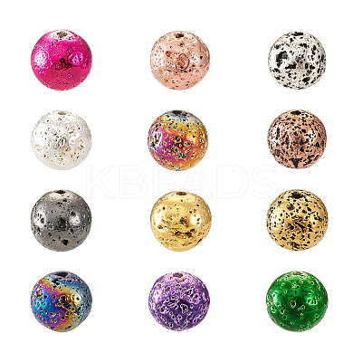 120Pcs 12 Style Electroplated Natural Lava Rock Beads Strands G-CD0001-01B-1