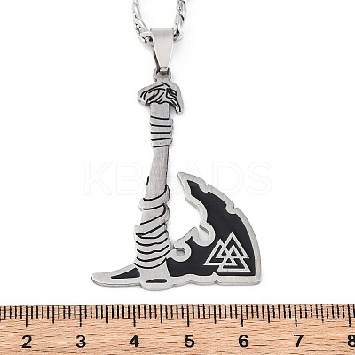 Viking Style Titanium & 201 Stainless Steel Pendant Necklaces NJEW-C066-11P-1