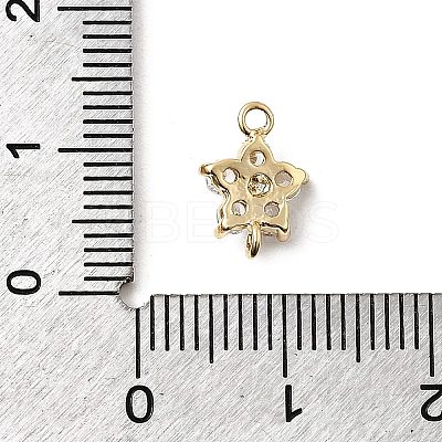 Brass Pave Cubic Zirconia Flower Links Connector Charms KK-H089-34G-02-1