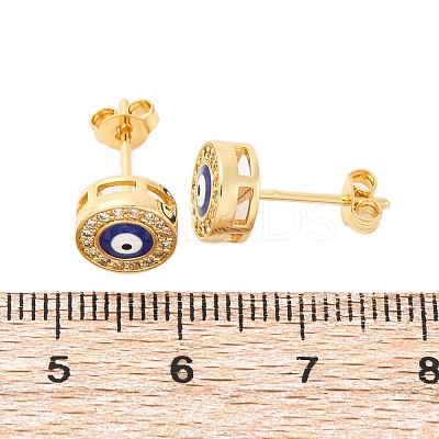 Blue Evil Eye Brass Stud Earrings ZIRC-Z017-01G-1
