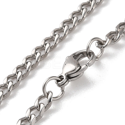 304 Stainless Steel Cuban Link Chain Necklaces for Men NJEW-B117-01C-P-1