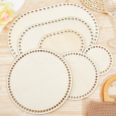 Flat Round & Oval Wood Knitting Crochet Bottoms DIY-FG0005-02-1