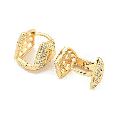 Heart Brass Pave Clear Cubic Zirconia Hoop Earrings EJEW-M258-20G-1