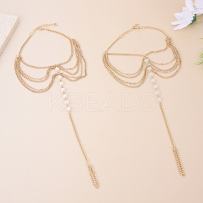 Alloy & Faceted Plastic Beads MultiLayer Tassel Toe Ring Anklets for Women FS-WG23F33-02-1