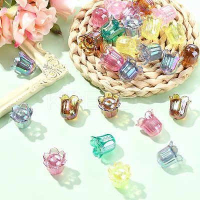 50Pcs UV Plating Opaque Acrylic Beads MACR-CJ0002-22-1