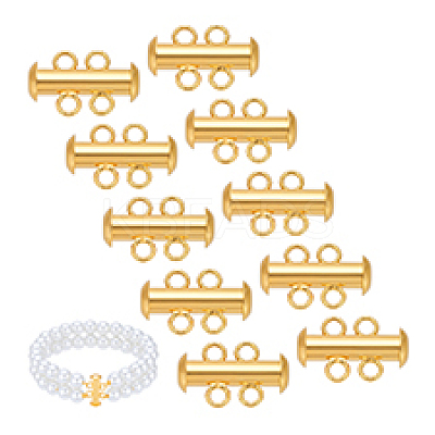 10Pcs Tube Brass Slide Lock Clasps KK-PH0014-45G-1