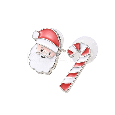 4Pcs Christmas Theme Alloy Enamel Stud Earrings EJEW-B068-02KCGG-01-1