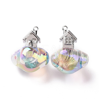 UV Plating Rainbow Iridescent Transparent Acrylic Pendants OACR-P014-02P-02-1