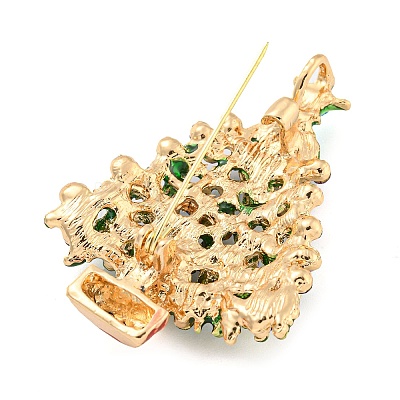 Christmas Tree Theme Zinc Alloy with Rhinestone Brooches JEWB-B018-02G-02-1
