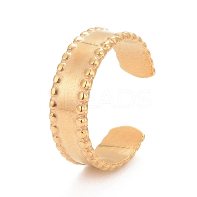 Ion Plating(IP) 304 Stainless Steel Flat Open Cuff Ring for Women RJEW-C025-10G-1