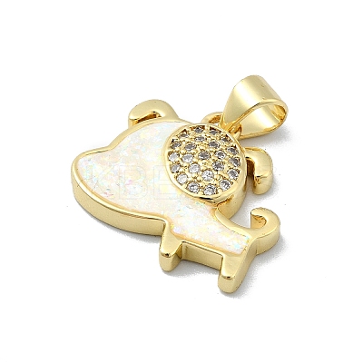 Brass Micro Pave Clear Cubic Zirconia Pendants KK-A221-25B-G-1