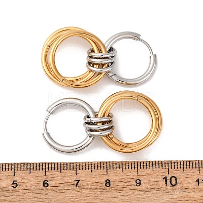 304 Stainless Steel Two Tone Hoop Earrings EJEW-A136-01D-GP-1