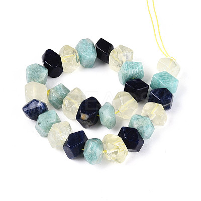 Natural Sodalite & Flower Amazonite & Lemon Quartz Beads Strands G-N358-01A-06-1