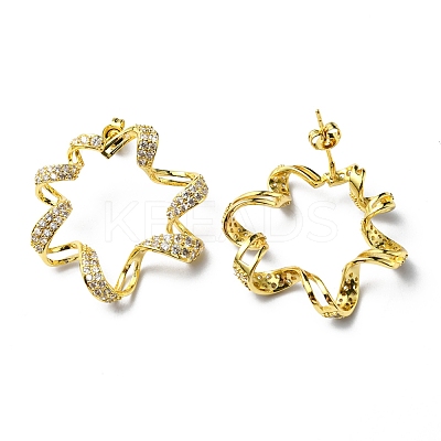 Crystal Rhinestone Hollow Out Flower Stud Earrings EJEW-D055-04G-1