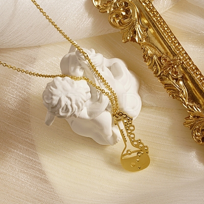 Fashionable 304 Stainless Steel musical instrument pendant necklace for daily wear. FI3248-1-1