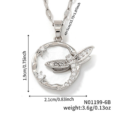 Brass Crystal Rhinestone Dragonfly Ring Pendant Necklaces NI8303-2-1