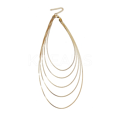 304 Stainless Steel Box Chain Multi Layered Necklaces for Women NJEW-U025-01G-03-1