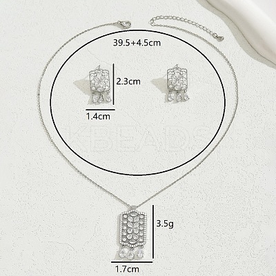 Elegant and Simple 18K Gold Plated Floral Pendant Necklace Earrings Set YL8546-2-1