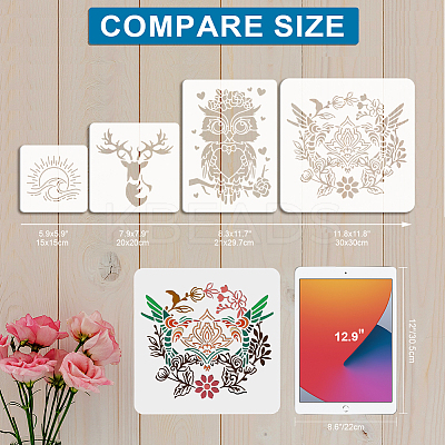 1 Set PET Hollow Out Drawing Painting Stencils DIY-MA0005-70E-1