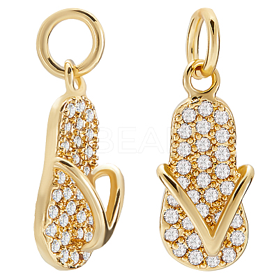 8Pcs Brass Micro Pave Cubic Zirconia Pendants RB-BBC0001-02-1