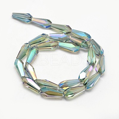 Full Rainbow Plated Faceted Teardrop Glass Bead Strands EGLA-J096-FR05-1