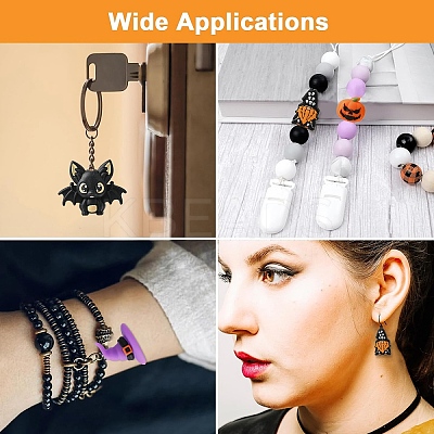 8Pcs 4 Styles Halloween Food Grade Silicone Focal Beads SIL-YW0002-17-1