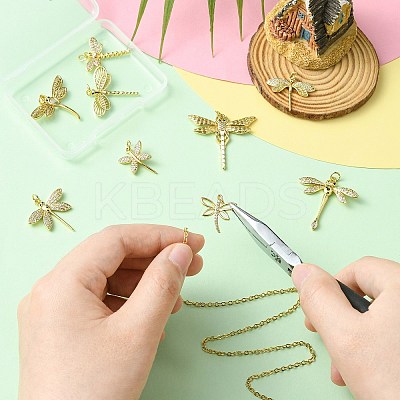 9Pcs 9 Styles Brass with Cubic Zirconia Pendants KK-CJ0003-33-1