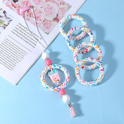 5Pcs Ring Food Grade Eco-Friendly Silicone Focal Beads JX894K-1