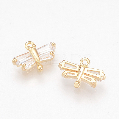 Brass Cubic Zirconia Charms ZIRC-Q002-127G-1