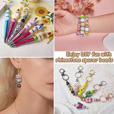 120Pcs Brass Rhinestone Spacer Beads FIND-SZ0003-70C-1