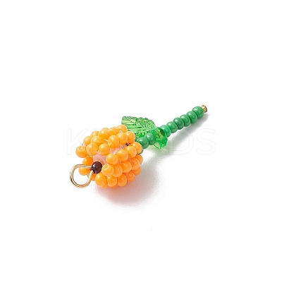 Grade A Round Glass Seed Beads Acrylic Flower Charms PALLOY-MZ00690-1