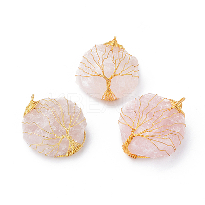 Natural Rose Quartz Pendants G-E564-02A-G-1